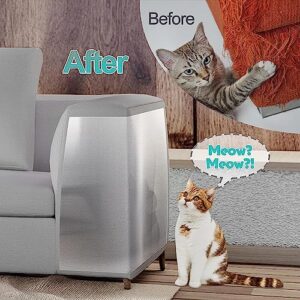 Lovinch [Thickened Vinyl] Cat Scratch Furniture Protector, Clear Couch Protector for Cat, Anti Cat Scratching Deterrent Tape, Pet Training Tape from Scratching Furniture Couch Door – [123" X 10.4"]