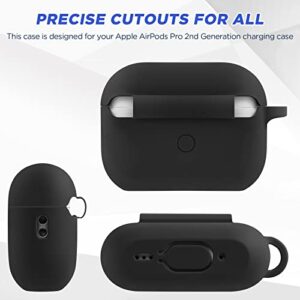 Joansea Copamtible with AirPods Pro 2 Case, Soft Silicone Skin Shock-Absorbing Full Protective Case with Keychain for AirPods pro 2nd Generation Case Cover 2022, Black