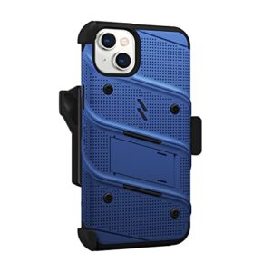 ZIZO Bolt Bundle for iPhone 14 Plus Case with Screen Protector Kickstand Holster Lanyard - Blue