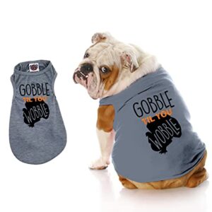 Gobble Til You Wobble Dog Shirt, Thanksgiving Dog Shirt, Lightweight Shirt for Dog, Shirt for Puppies to Dogs 90 Pounds, Machine Washable, Clothes for Dogs (3XL 38-55 lbs)