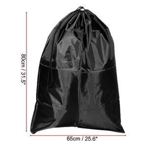 PATIKIL Clothes Storage Drawstring Bag, 31.5" Height Clothing Blankets Double Drawstrings Bags for Camping Travel, Black