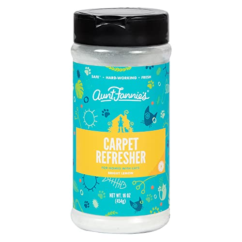 Aunt Fannie's Cat Carpet Refresher, Odor Neutralizing Powder for Homes with Cats, Kittens and Other Pets, Bright Lemon Scent, 16 Ounce (Pack of 1)