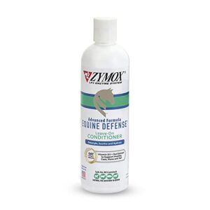 zymox equine defense advanced formula leave-on conditioner, 12oz. – horse coat care: detangles, soothes, & moisturizes skin, mane & tail