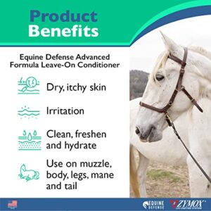 Zymox Equine Defense Advanced Formula Leave-On Conditioner, 12oz. – Horse Coat Care: Detangles, Soothes, & Moisturizes Skin, Mane & Tail