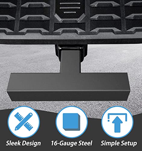 Tow Hitch Steps Bar Black for 2 Inches Receivers Trailer Hitch Step Heavy-Steel Towing Bumper Guards Automotive Bump Step Rust Free Powder Coating Finish 400lbs Maximum Load for Most Cars SUVs Trucks