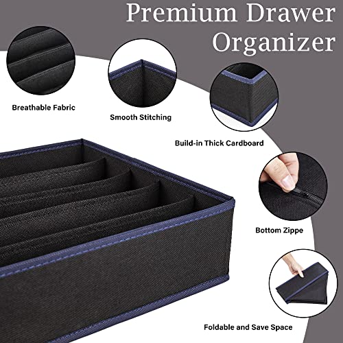 4-Pack Drawer Organizer Clothes - Neatly Store Socks, Belts, Bras & Underwear with Foldable Zip Lock Design & Non-Woven Fabric - Effortless Dresser Organizer