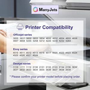 ManyJets Remanufactured 63XL Ink Cartridges Replacement for HP 63 XL Black and Color Combo Pack for HP Officejet 3830 4650 5255 5258 5212 Deskjet 3630 1112 2130 Envy 4520 4510 (1 Black,1 Tri-Color)