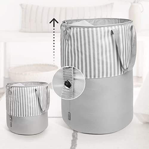 MULISOFT 90L Laundry Hamper with Handles & Zipper, Collapsible Large Laundry Basket, Foldable Clothes Hamper for Laundry, Dorm, Nursery, Bedroom, Travel, Storage for Toys, Blankets, Clothes, Grey