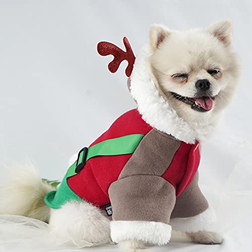 azuriaa Dog Cat Christmas Costumes Pet Cute Elk Cosplay Clothes Soft Winter Warm Hoodie Coat for Dogs & Cats