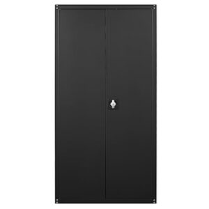 LUCYPAL Metal Storage Cabinet,71" Steel Office Cabinet with Storage Shelves and Double Doors for Garage and Utility Room, Home Office,Black
