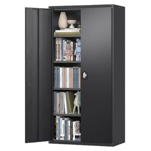 lucypal metal storage cabinet,71" steel office cabinet with storage shelves and double doors for garage and utility room, home office,black