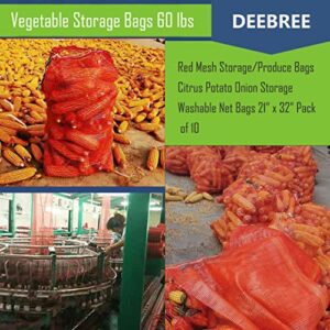 Deebree Extra Large Mesh Storage Produce Bags Reusable Vegetable Storage Bags 60 lbs Onion Storage Washable Net Bags 21” x 32” Pack of 10