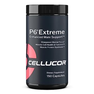 cellucor p6 extreme - enhanced support for men | supports muscle growth & strength | natural support supplement with testfactor, ginseng, elevatp, dim, senactiv & fenugreek - 150 caps
