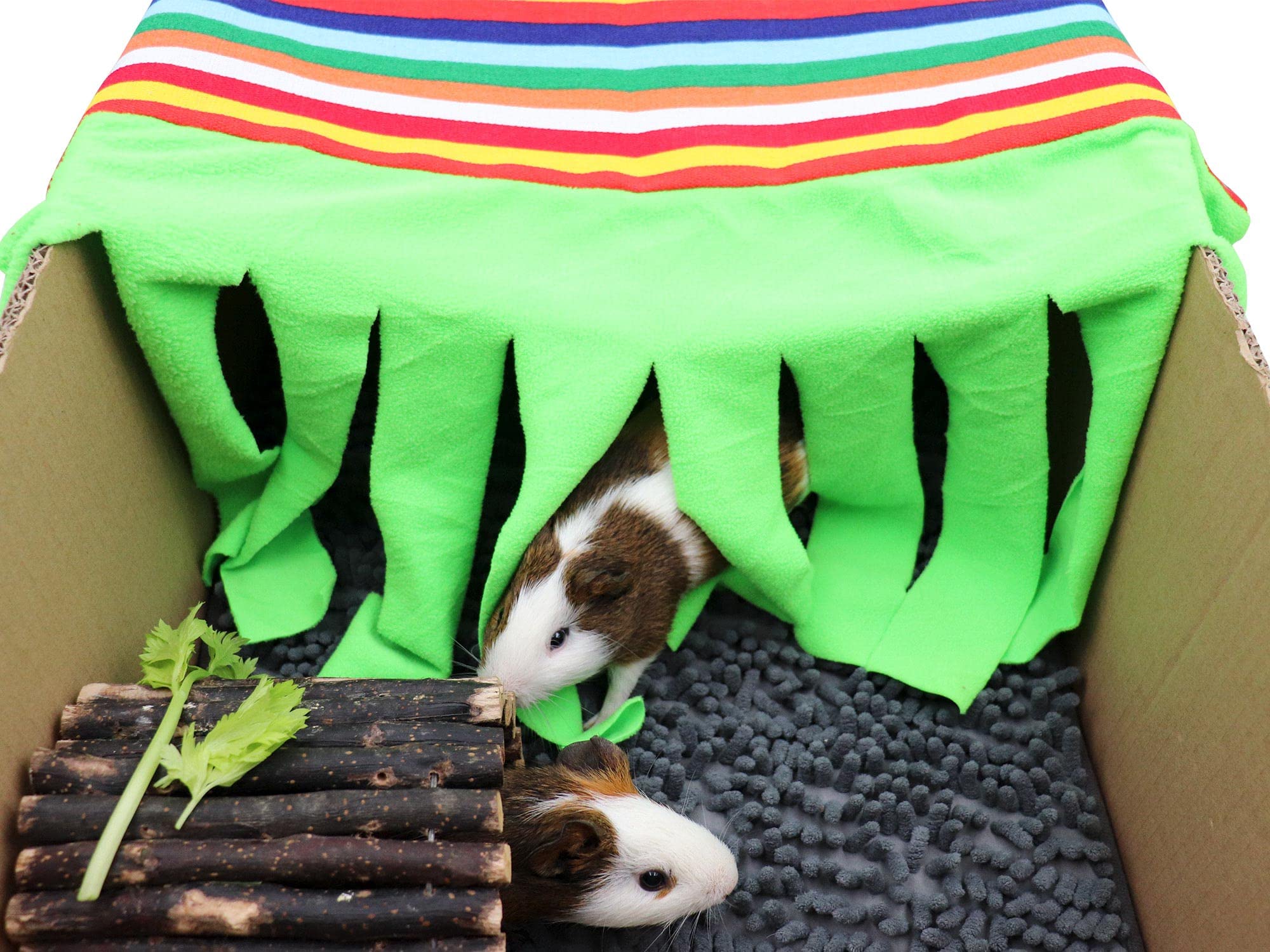 Guinea Pig Hideout, Guinea Pig Corner Fleece Forest Habitat, Guinea Pig Blankets Curtain Hammock, Small Animals Cage Accessories for Ferret Hammock Hedgehog Bunny Rabbit Hamster Rat Chinchillas