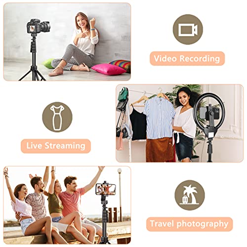 Eicaus 10'' Ring Light with 62'' Tripod Stand and Phone Holder, Selfie Phone Ringlight with Remote Great for Makeup, Video Call, and Live Streaming Black