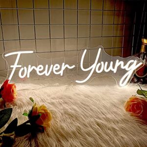 forever young neon sign with dimmable neon night wall decor for wall art decor for girls birthday party wedding living room office bar bedroom decor reusable warm white