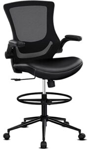 misolant drafting chair, tall office chair for standing desk, office chair ergonomic desk chair with height, adjustable lumbar support and footrest, tall adjustable office chair, (black)