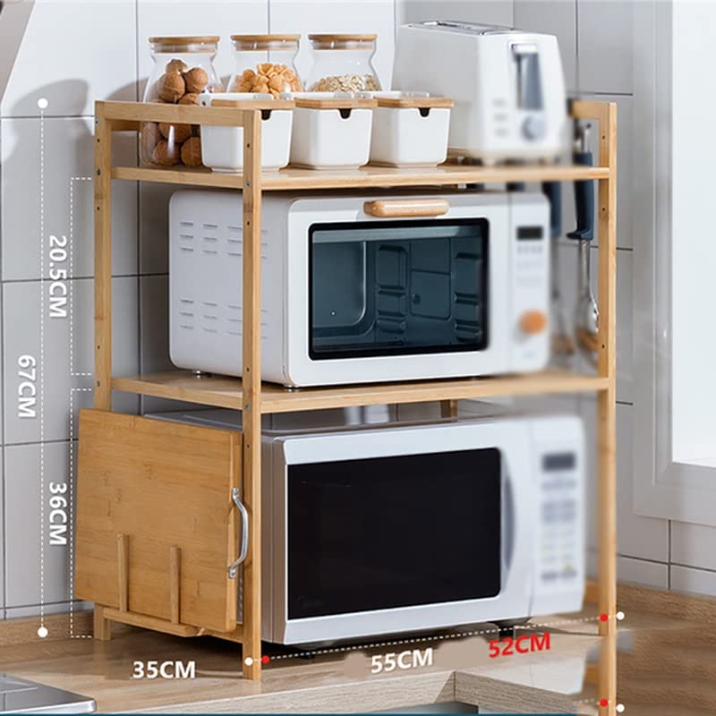 N/A Kitchen Countertop Storage Rack Multilayer Bamboo Adjustable Shelf Suitable (Color : B, Size : 67cm*55cm)