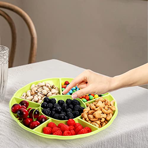 Frcctre 20 Pack 6 Sectional Round Plastic Appetizer Serving Platter, 12 Inch Disposable Divided Snack Serving Platter Food Tray Nut and Candy Serving Platter Veggie Fruit Dish Platter