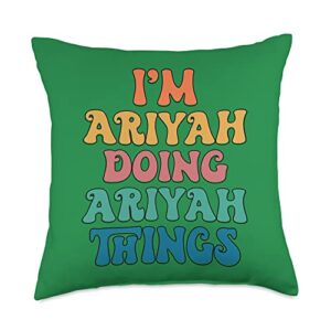 for someone named ariyah designs funny name, ariyah things throw pillow, 18x18, multicolor