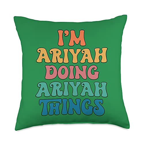 For Someone Named Ariyah Designs Funny Name, Ariyah Things Throw Pillow, 18x18, Multicolor