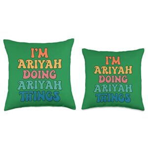 For Someone Named Ariyah Designs Funny Name, Ariyah Things Throw Pillow, 18x18, Multicolor