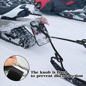 Heavy-Duty Snowmobile Tow Rope, 1.5 inches Width Thickened Long Reinforced Emergency Off Snowmobile Tow Rope 3 Point with Two Hooks, Safety Sled Pulling Straps for Snowmobile Accessories, Sled Or ATV