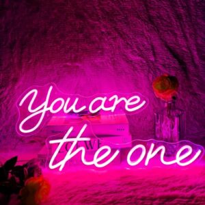 you are the one neon sign with dimmable led neon night wall decor for bedroom decor, home, bar, party, club, engagement, girls birthday decor neon wall light pink