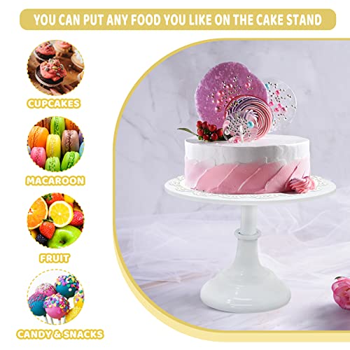 PNBO 3pcs Round Cake Stands - White Small Cake Stand Set - Cake Display Stands for Dessert Table - Cake Plate for Girl's Birthday Parties,Baby Shower,Weddings,Graduation Ceremonies,Anniversaries