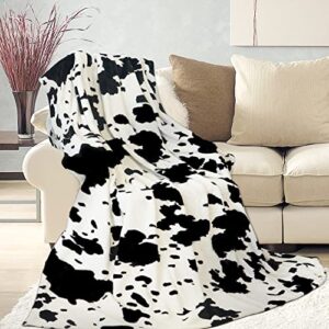 Cow Print Throw Blanket Light Weight Fleece Blanket with Cow Print Couch Sofa for Boys Girls Adults Student (50x60 inch)