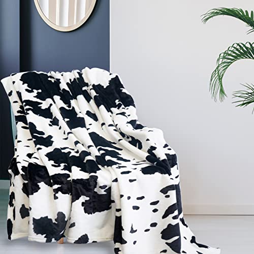 Cow Print Throw Blanket Light Weight Fleece Blanket with Cow Print Couch Sofa for Boys Girls Adults Student (50x60 inch)