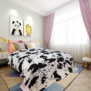 Cow Print Throw Blanket Light Weight Fleece Blanket with Cow Print Couch Sofa for Boys Girls Adults Student (50x60 inch)