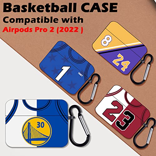 Basketball Case for Airpods Pro 2nd Generation 2022 Cover with Hiking Keychain for Sports Fans Boys Girls Kids Teen Cool Design Square Silicone Case Compatible with Airpod Pro 2