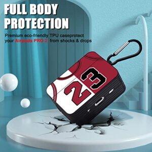 Basketball Case for Airpods Pro 2nd Generation 2022 Cover with Hiking Keychain for Sports Fans Boys Girls Kids Teen Cool Design Square Silicone Case Compatible with Airpod Pro 2