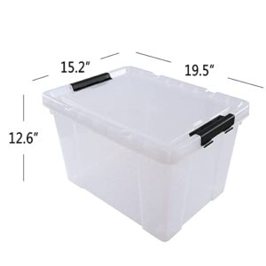 Kiddream 50 Quarts Large Clear Storage Box, Latching Container Bins with Wheels Set of 4