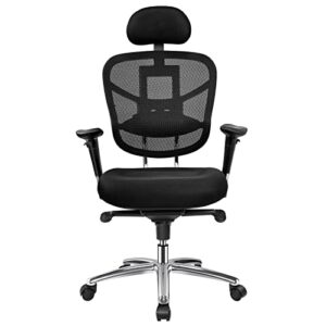 wafting office chair, large and tall desk chair, adjustable backrest computer chair with thick seat cushion, 3d adjustable headrest, lumbar support and armrest，home office ergonomic chair black