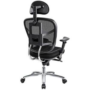 WAFTING Office Chair, Large and Tall Desk Chair, Adjustable Backrest Computer Chair with Thick Seat Cushion, 3D Adjustable Headrest, Lumbar Support and Armrest，Home Office Ergonomic Chair Black