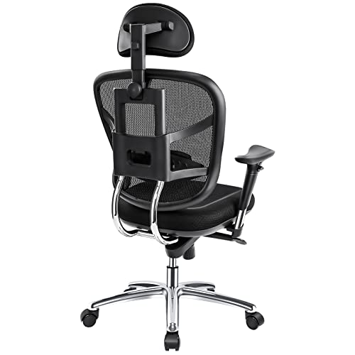 WAFTING Office Chair, Large and Tall Desk Chair, Adjustable Backrest Computer Chair with Thick Seat Cushion, 3D Adjustable Headrest, Lumbar Support and Armrest，Home Office Ergonomic Chair Black