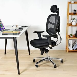 WAFTING Office Chair, Large and Tall Desk Chair, Adjustable Backrest Computer Chair with Thick Seat Cushion, 3D Adjustable Headrest, Lumbar Support and Armrest，Home Office Ergonomic Chair Black