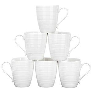 vidalenta coffee mugs set of 6, 12 oz ceramic coffee cups white coffee mugs latte mugs, tea cups drinking cups for cocoa or hot chocolate, microwave & dishwasher safe