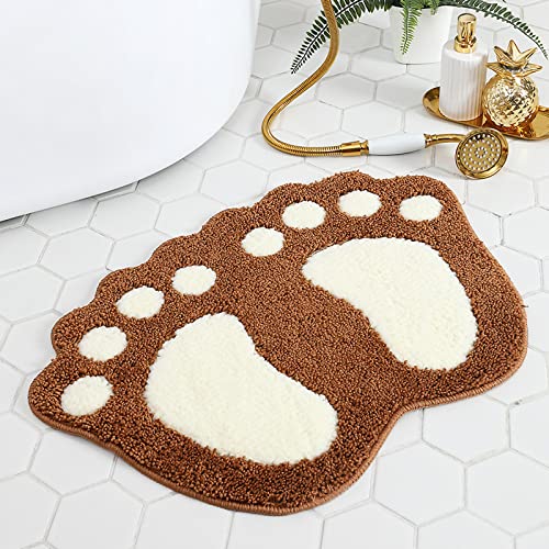 Vodiver Cute Bathroom Rugs Mat, Bath Mats for Bathroom Non Slip, Ultra Soft Washable and Super Absorbent Bath Rugs for Tub, Shower (Brown, Samll)