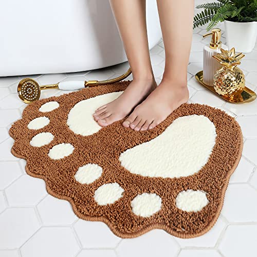 Vodiver Cute Bathroom Rugs Mat, Bath Mats for Bathroom Non Slip, Ultra Soft Washable and Super Absorbent Bath Rugs for Tub, Shower (Brown, Samll)