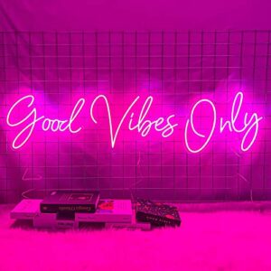 good vibes only neon sign led with dimmable neon night bedroom home wall decor bachelorette party birthday wedding bar club decor reusable large neon signs pink