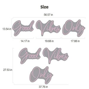 Good Vibes Only Neon Sign LED with Dimmable Neon Night Bedroom Home Wall Decor Bachelorette Party Birthday Wedding Bar Club Decor Reusable Large Neon Signs Pink