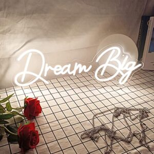 dream big neon sign for wall decor, neon lights for bedroom led signs, dream led neon signs for birthday gifts, bar restaurant party art wall decorative 23.2 * 7.6 inch