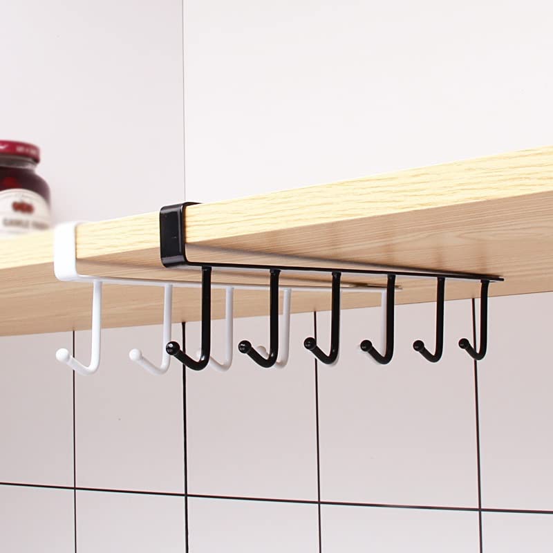 SMLJLQ 6 Hook Storage Rack Wardrobe Shelf Cup Holder Bathroom Kitchen Hanger Towel Rack (Color : White, Size : 7 * 25cm)