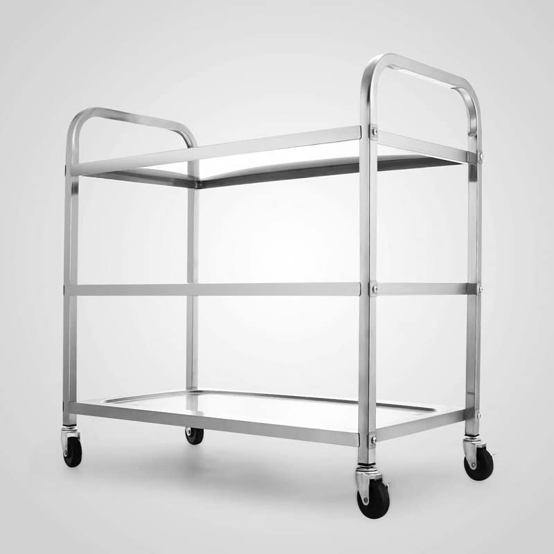 N/A 3 Shelf Kitchen Trolley Commercial Food Pantry with Wheels Kitchen Storage Rack (Color : A, Size : 95cm*95cm)