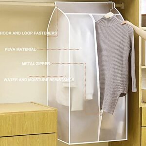 2 Pack 43" Large Clear Hanging Garment Bags for Storage Well Sealed Clothes Dust Cover with for Suit Coat Closet Rack (Rack not included)