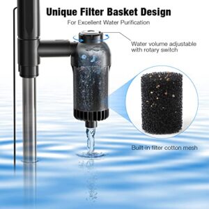 AKKEE Electric Aquarium Gravel Cleaner Vacuum, Fish Tank Cleaner 6 in 1 Automatic Water Changer Filter for Washing Sand Removable Siphon Vacuum Gravel Cleaner 18W IP68 Waterproof Safer Black Style