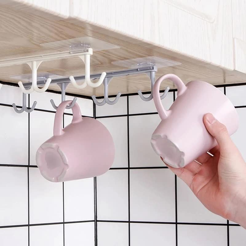 SMLJLQ Kitchen Storage Rack Wardrobe Cabinet Hook Storage Rack Cup Holder Hook Towel Rack (Color : Pink)